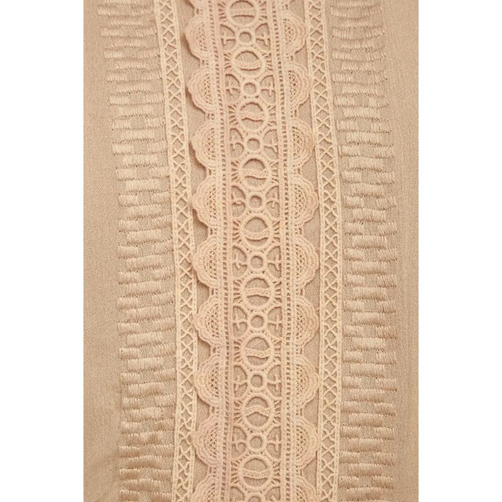 Lulus NWT For Life Beige Embroidered Maxi Dress Size S Crocheted Lace Gauzy - Picture 4 of 13